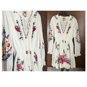 FARM Rio White Embroidered Mini Dress